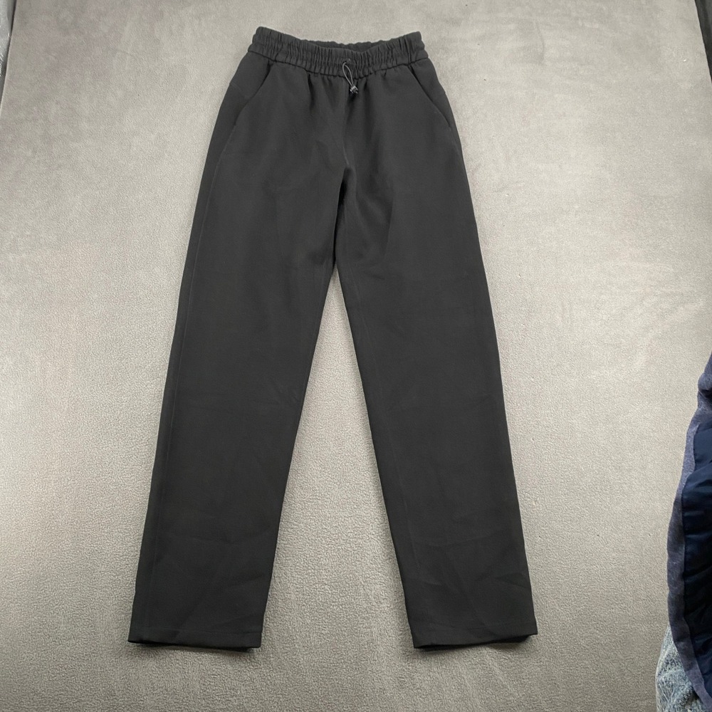 BootayBag Black Straight Leg Lounge Pants High Rise Elastic Waist Drawstring S